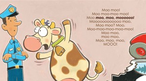 page of Moo! by David LaRochelle and Mike Wohnoutka